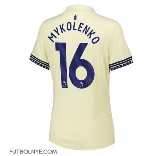 Camiseta Everton Vitaliy Mykolenko #16 Visitante Equipación para mujer 2025-26 manga corta